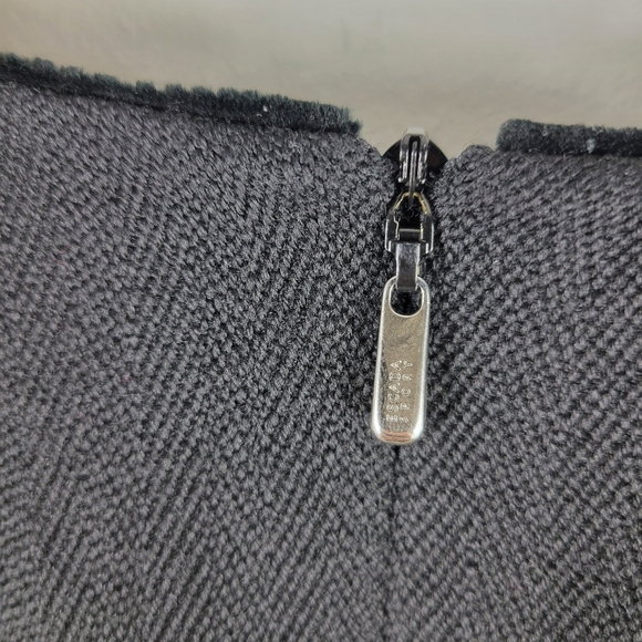 Escada Sport Wool Ruched Twist Front Overlay Herringbone Sleeveless Sheath Dress - Picture 6 of 14